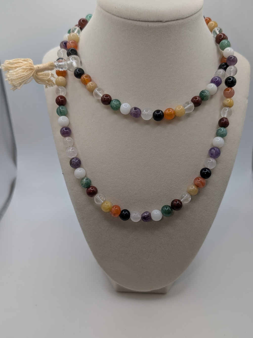 Multi-Color Natural Stone Mala Necklace